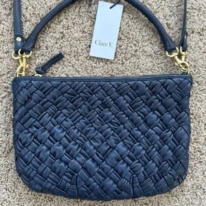 Clare V Petit Moyen in puffy navy blue